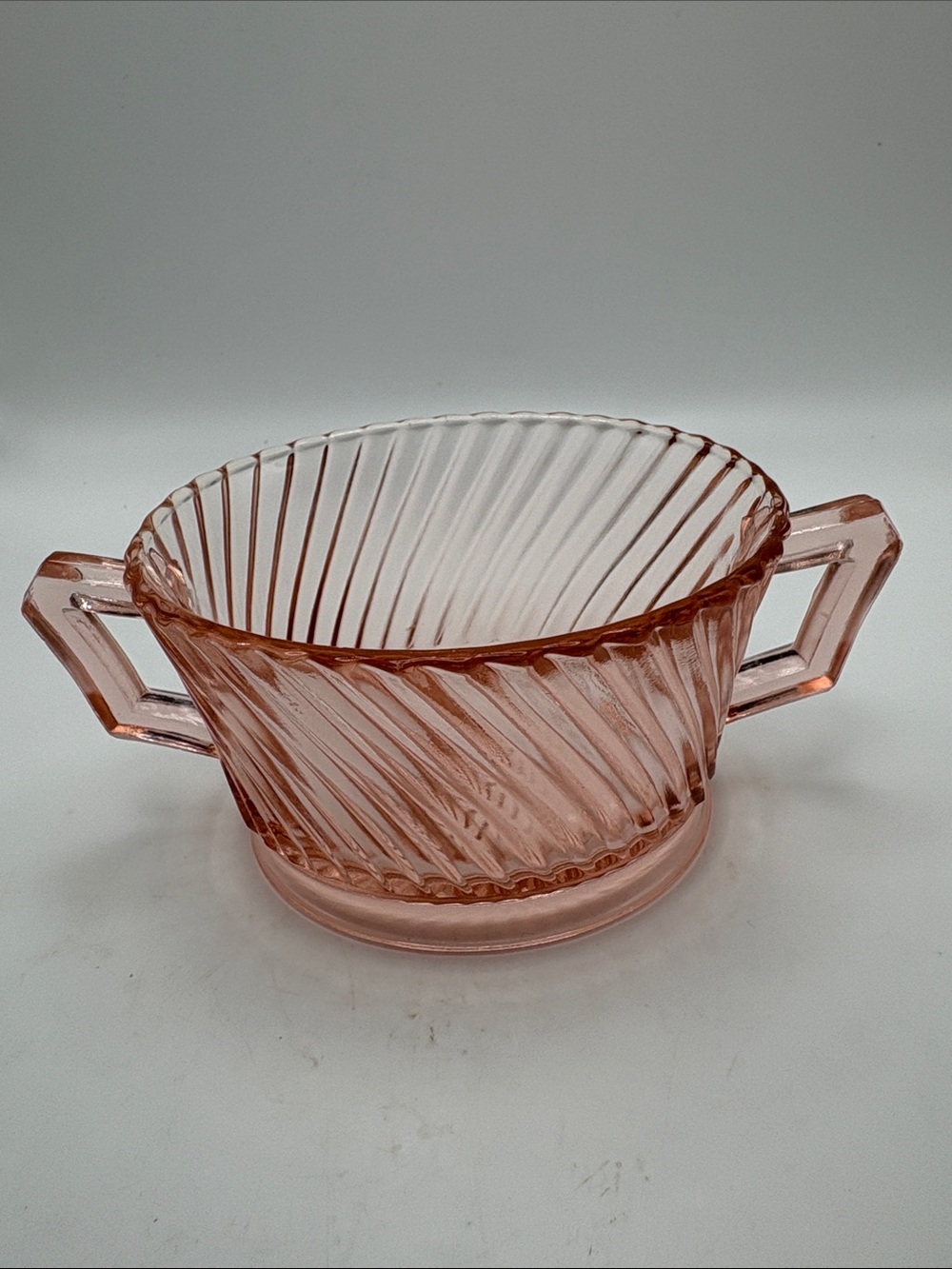 Vintage Diana pattern open sugar bowl pink depression glass